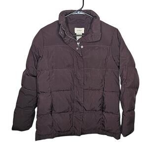 LL BEAN brown puffer jacket goose down insulated Women's size xs
